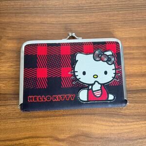 Hello kitty red and black plaid wallet